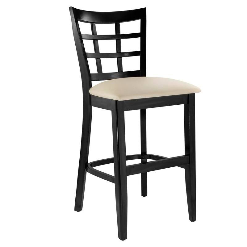 Beechwood Lattice Back Mahogany Counter Stool Black