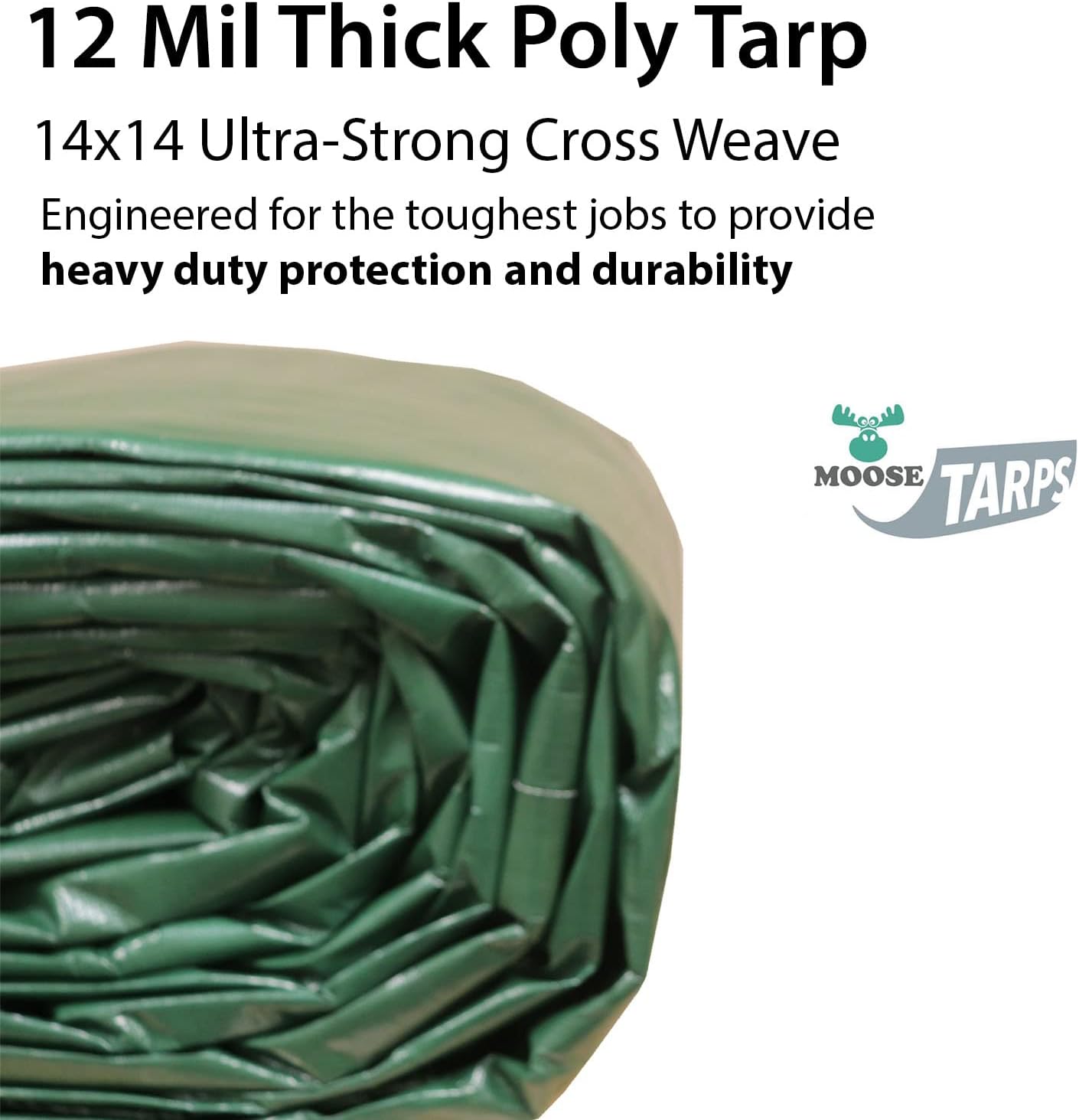 Moose Supply Waterproof Tent Tarp - Heavy Duty Tarp Tent for Wood Furniture, Car, Boat, Pool, & More - Tear, Rot, & Acid Resistant - 10x12 Foot Indoor/Outdoor Reversible Tarp (Green/Brown Tarp)