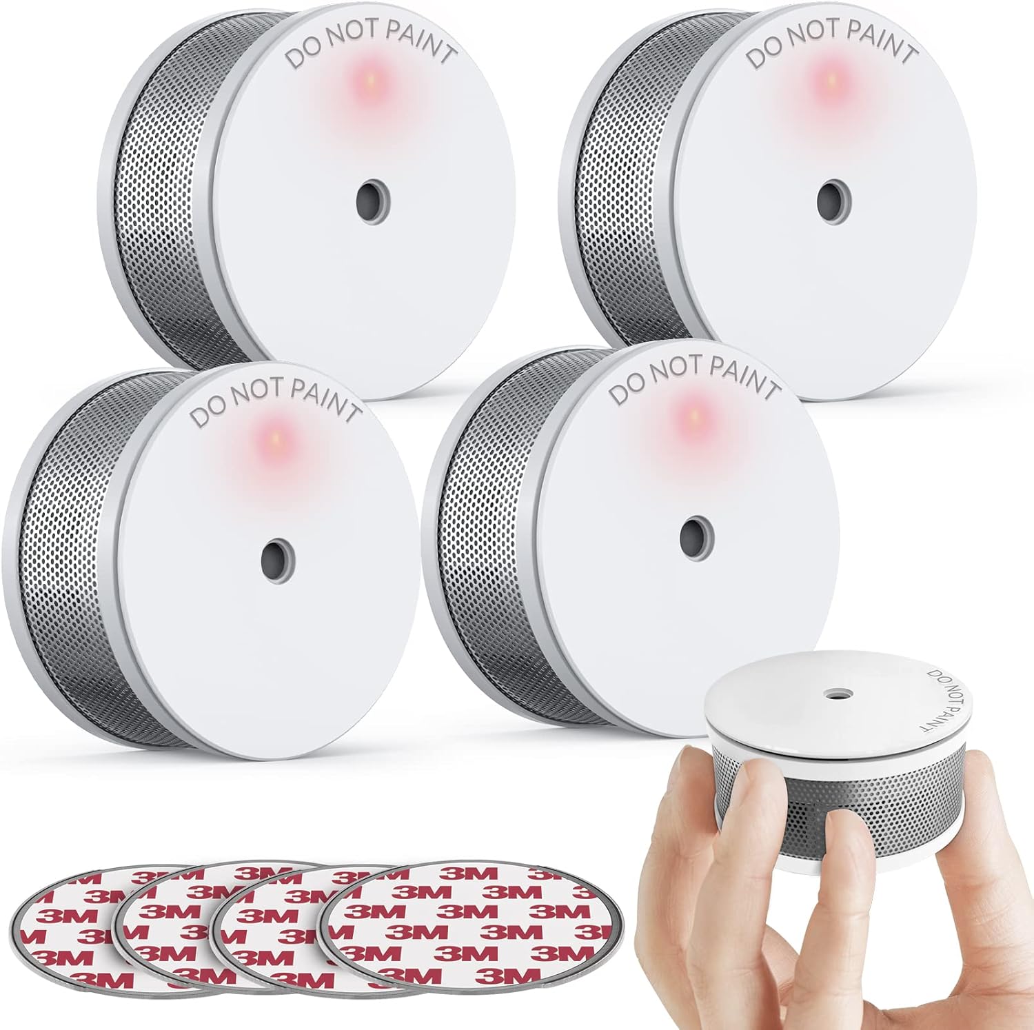 SITERWELL Mini Smoke Detector Fire Alarm Battery Operated, 10-Year Fire Safety with Photoelectric Technology and Silence Function for Kids'room and Living Room, UL Listed, GS521C-A, 4 Packs