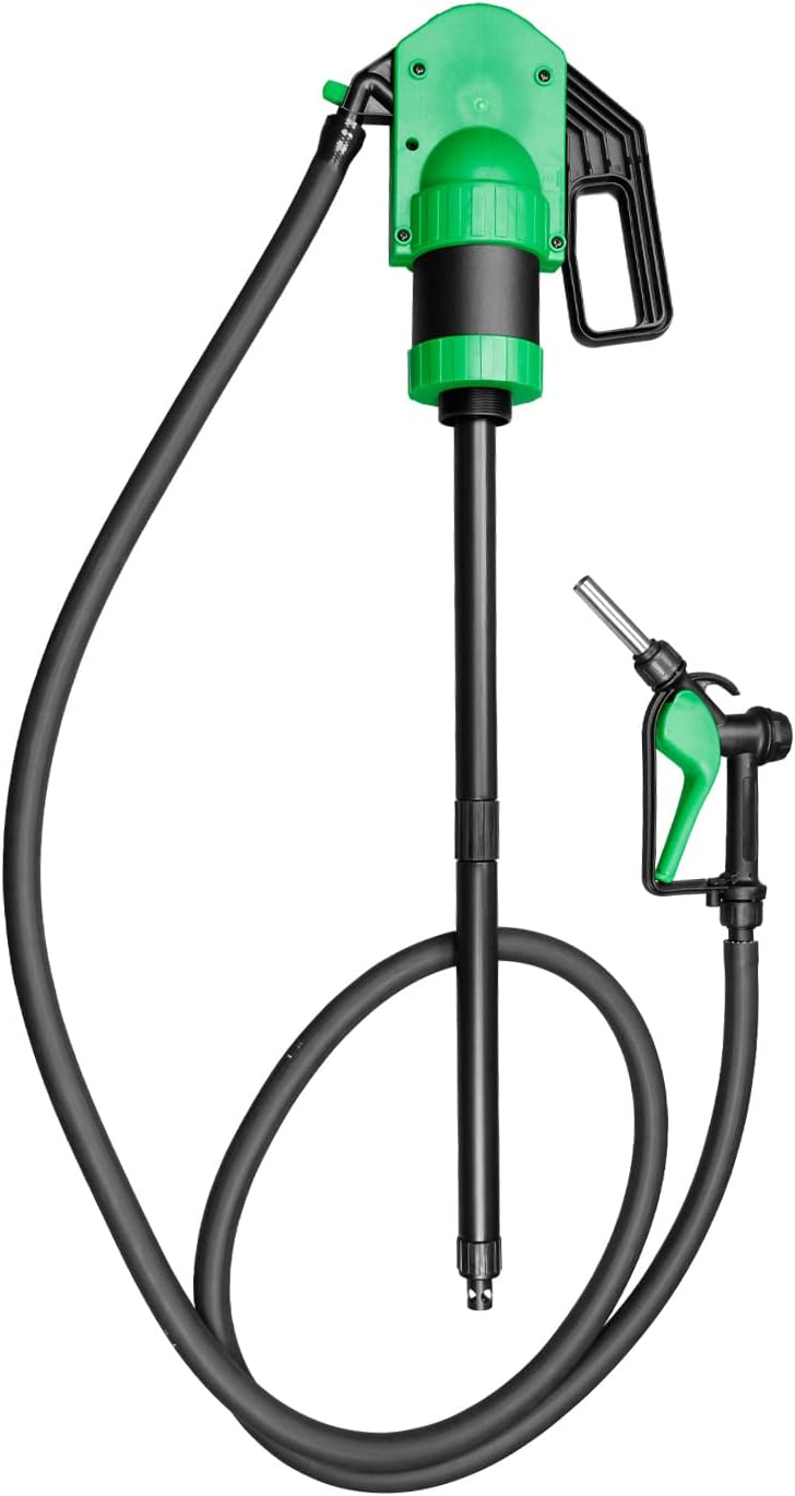 TERA PUMP TRLEV500 Manual Lever Action 55 Gallon Drum Barrel Pump (DEF Antifreeze Lubricants Agri. Chemicals) 10FT Discharge Hose, Gas Pump Style Nozzle Pack of 2