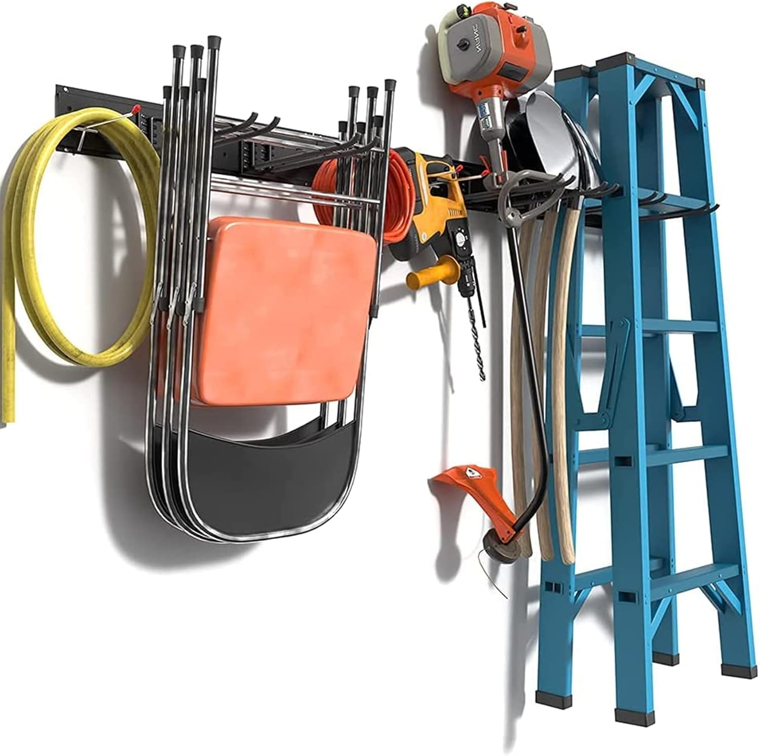 TORACK Wall Mount Tool Organizer, Garage Tool Hanger, Heavy Duty Garden Tool Storage Organization System for Yard Tools, Shovels, Brooms, Mops, Ski Rack for Garage Wall Holds Up to 600lbs Pack of 2