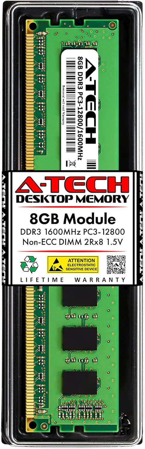 A-Tech 16GB (4x4GB) DDR3 1600 MHz UDIMM PC3-12800 CL11 DIMM Desktop RAM Memory Modules Pack of 2