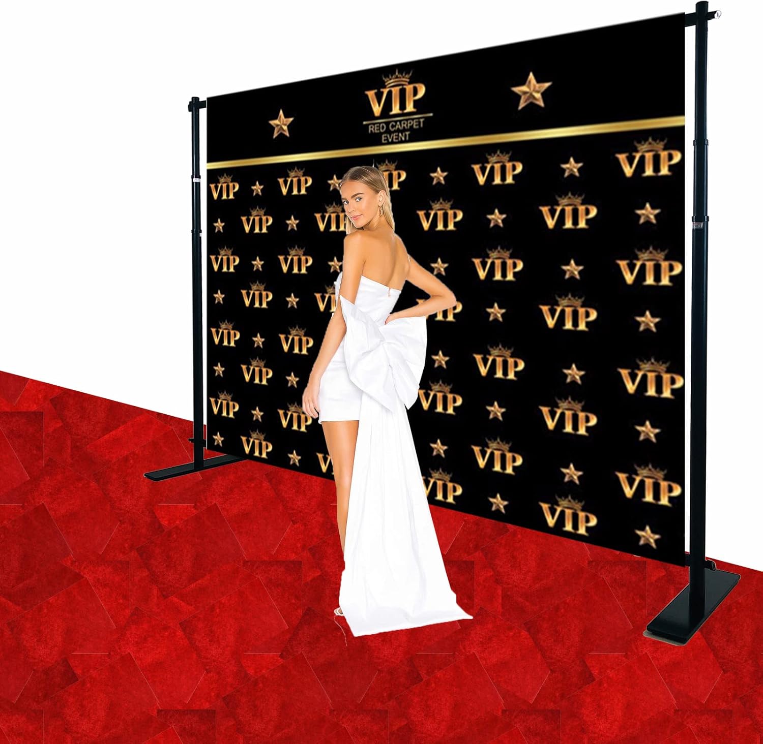 Heavy Duty Backdrop Banner Stand 9'x10'(HxW), Thicker Professional Large Telescopic Display Step and Repeat Stand for Photography Free Carrying Case (9'x10')