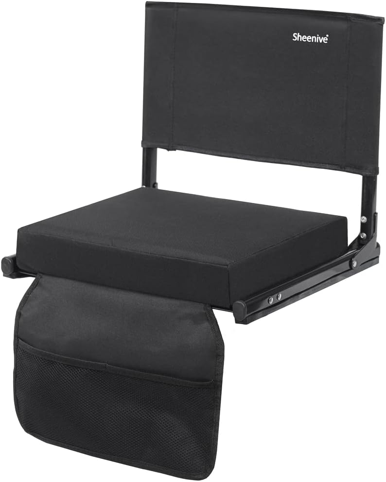 Sheenive Stadium Seats for Bleacher - Wide Padded Cushion Stadium Seats Chairs for Outdoor Bleachers with Leaning Back Support and Shoulder Strap, Perfect for NFL & Baseball Games