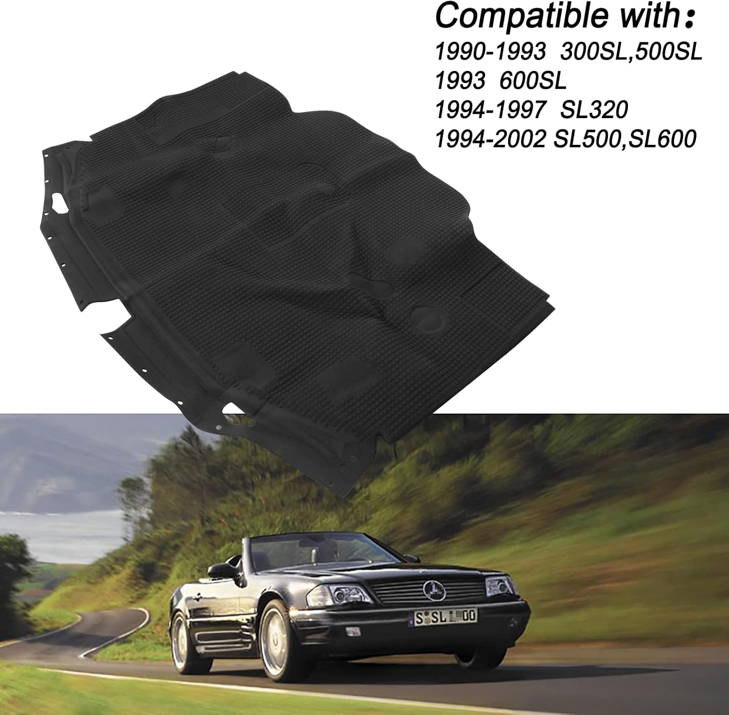 ONER Hood Insulation Pad, Hood Insulation Mat Heat Shield Sound Deadening,Compatible with Mercedes Benz SL320 SL500 SL600 R129 300SL 500SL 600SL,Replaces #1296802025 0140680012