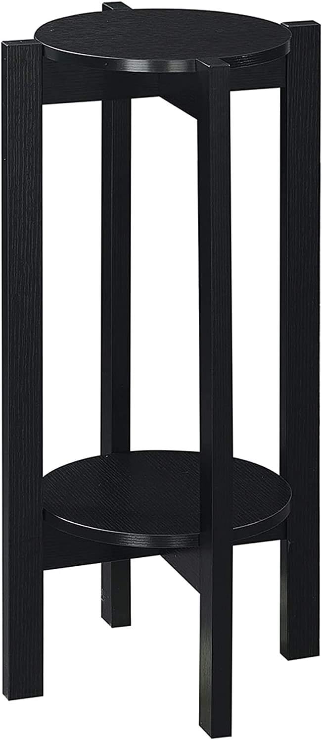 Convenience Concepts Newport Deluxe Plant Stand, Faux Cement / Black Pack of 2