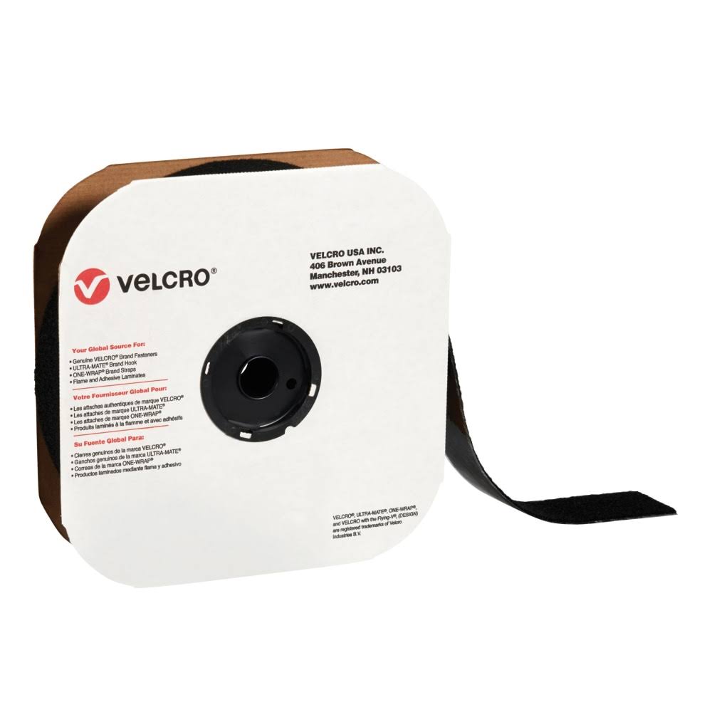 Velcro Brand Tape Roll, Loop, 2x22 x 75&, Black