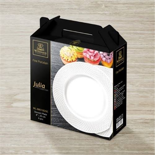 Wilmax 880100 8 in. Dessert Plate, White (Pack of 6)