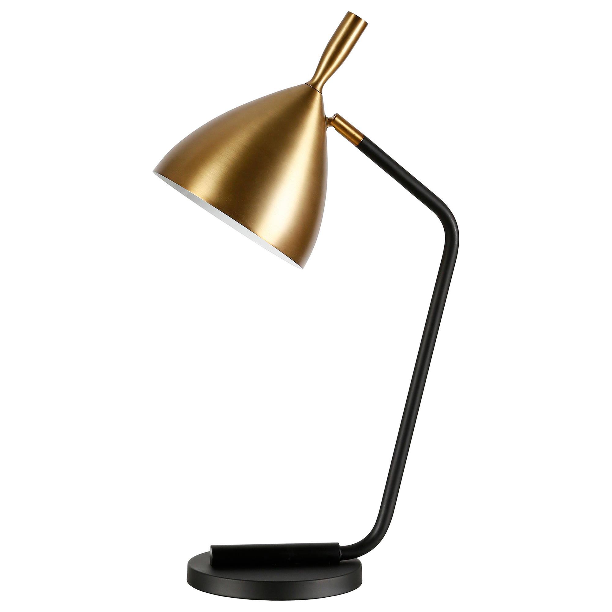 Yossi Blackened Bronze Table Lamp with Brass Finish Shade - Hudson u0026 Canal TL0455