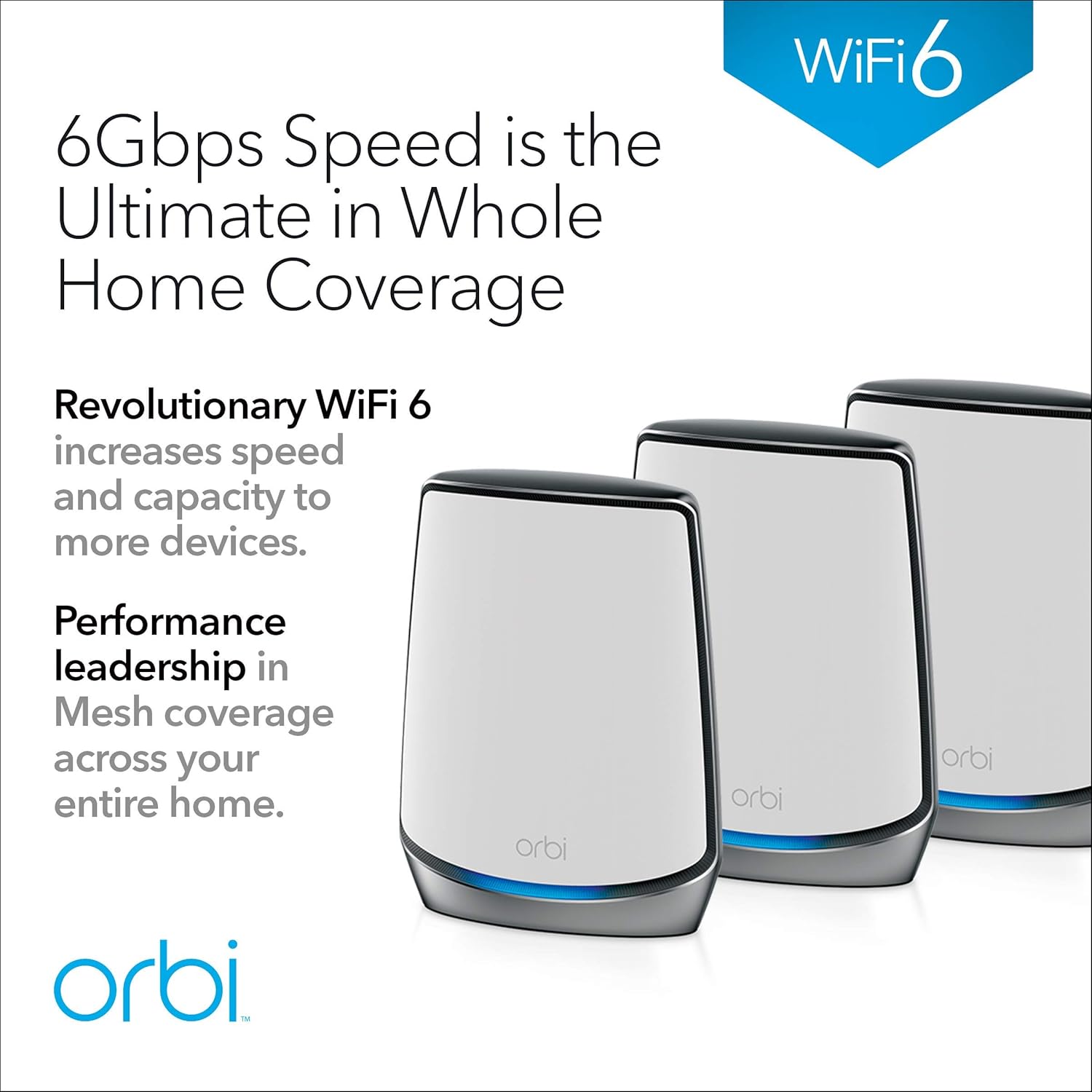 NETGEAR - Orbi AX6000 Tri-Band Mesh WiFi System (3-Pack) RBK853-100NAR (Renewed)