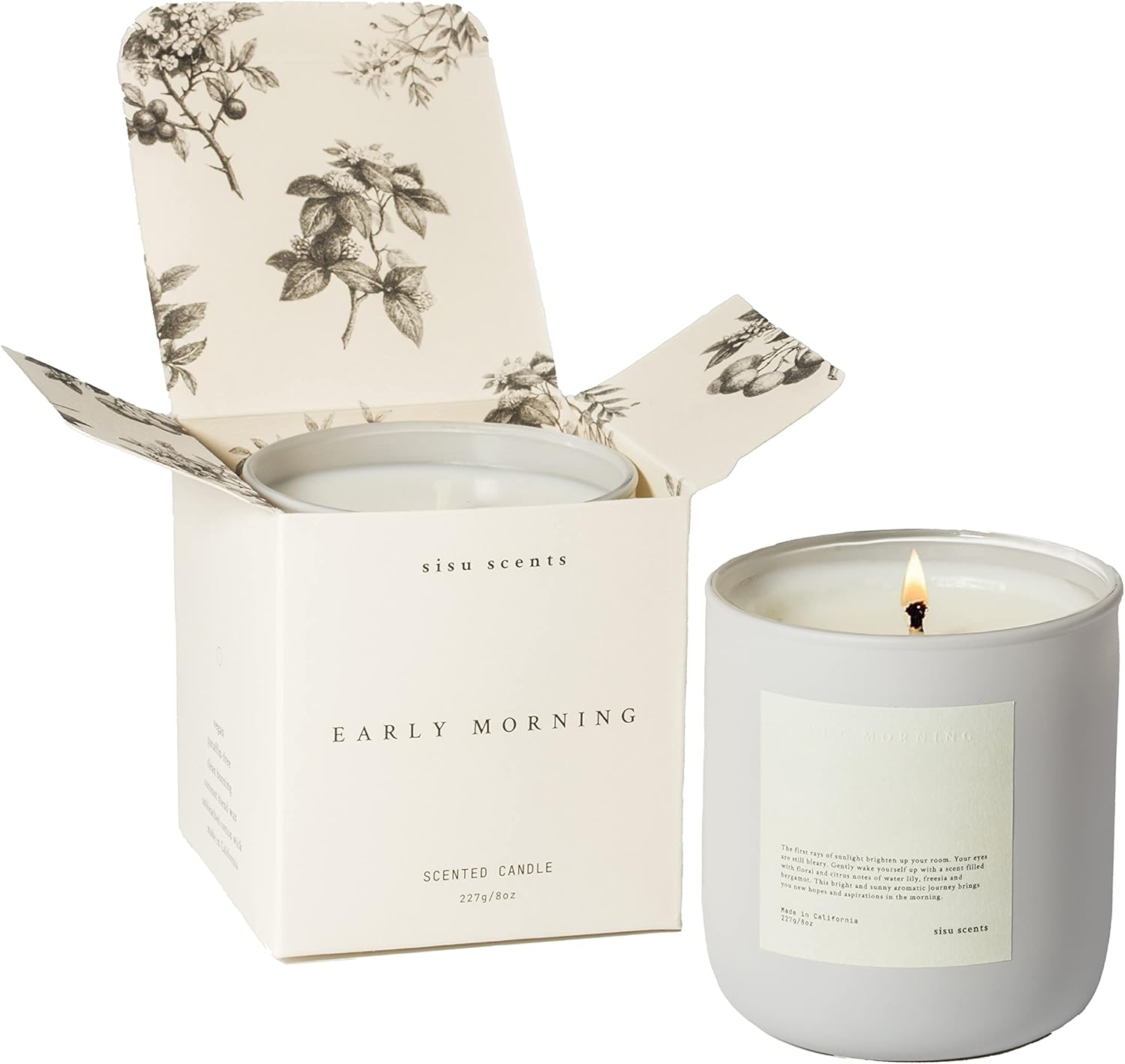 Sisu Scents | Early Morning | Water Lily, Freesia & Bergamot | Luxury Scented Jar Candle | Made in California | Vegan & Clean Burning | 8oz Pack of 2