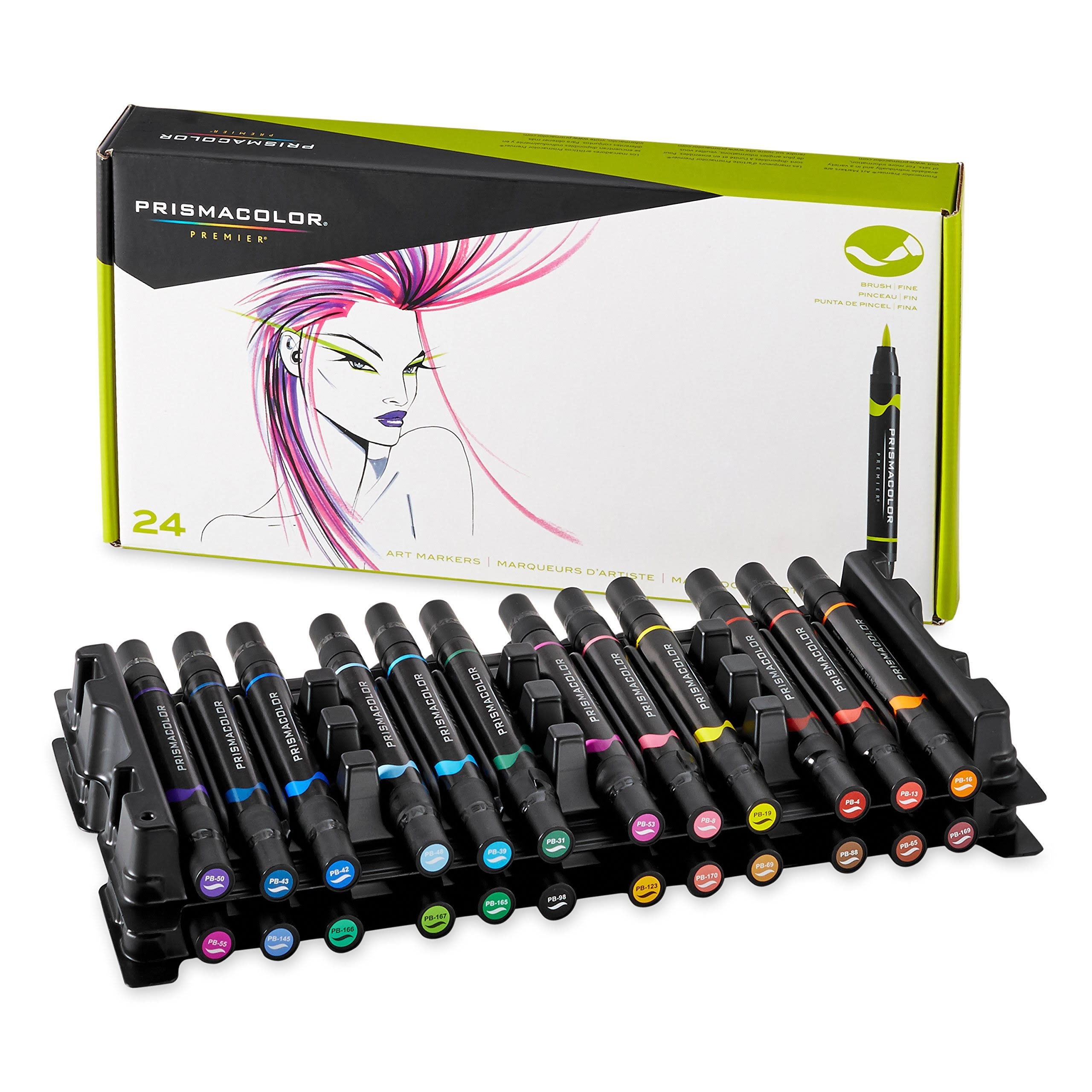 Prismacolor Premier Double-Ended Art Marker Set, Brush-Fine, 24-Colors, Assorted
