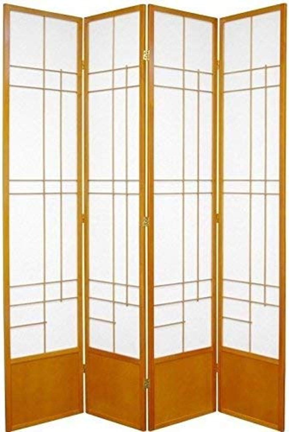 Oriental Furniture 7 ft. Tall Eudes Shoji Screen - Black - 5 Panels