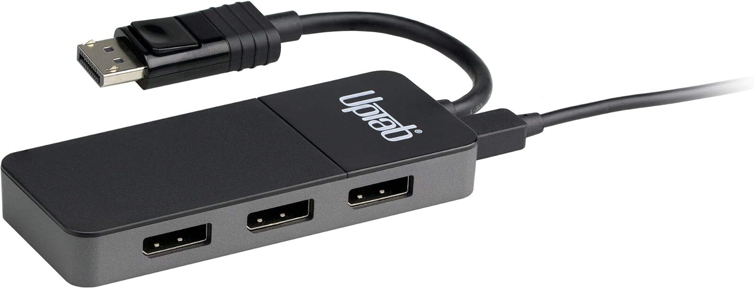 DisplayPort to 3 Port DisplayPort MST Hub UPTab 3X 4K at 60Hz HDR Adapter, DisplayPort 1.4 Hub to Triple Display Adapter MST Hub for Windows PC or Laptop (Not for Mac OS)
