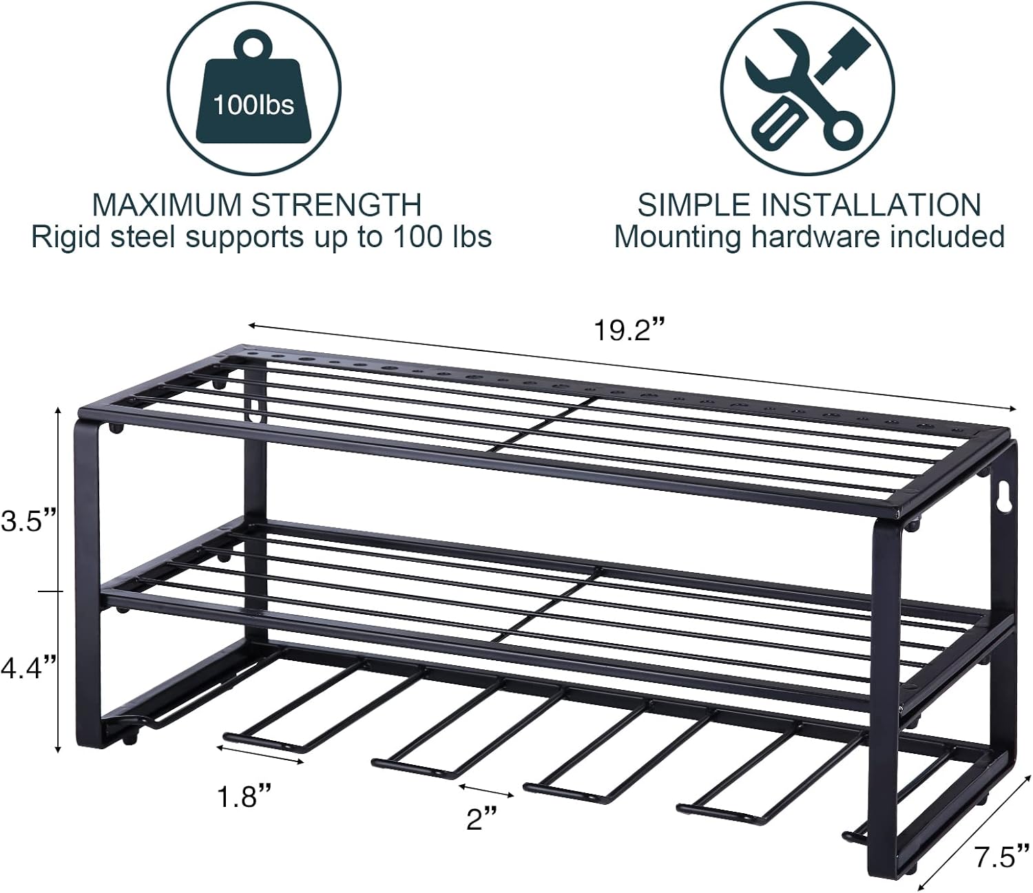 Power Tools Organizer, Electric Drill Storage Rack, Power Tool Rack for Garage, holds 5 Drills, Drill Holder Compact Steel Design for Workshop, Shed, Garage Tool Utility Racks (Upgraded,19 Inches Large)