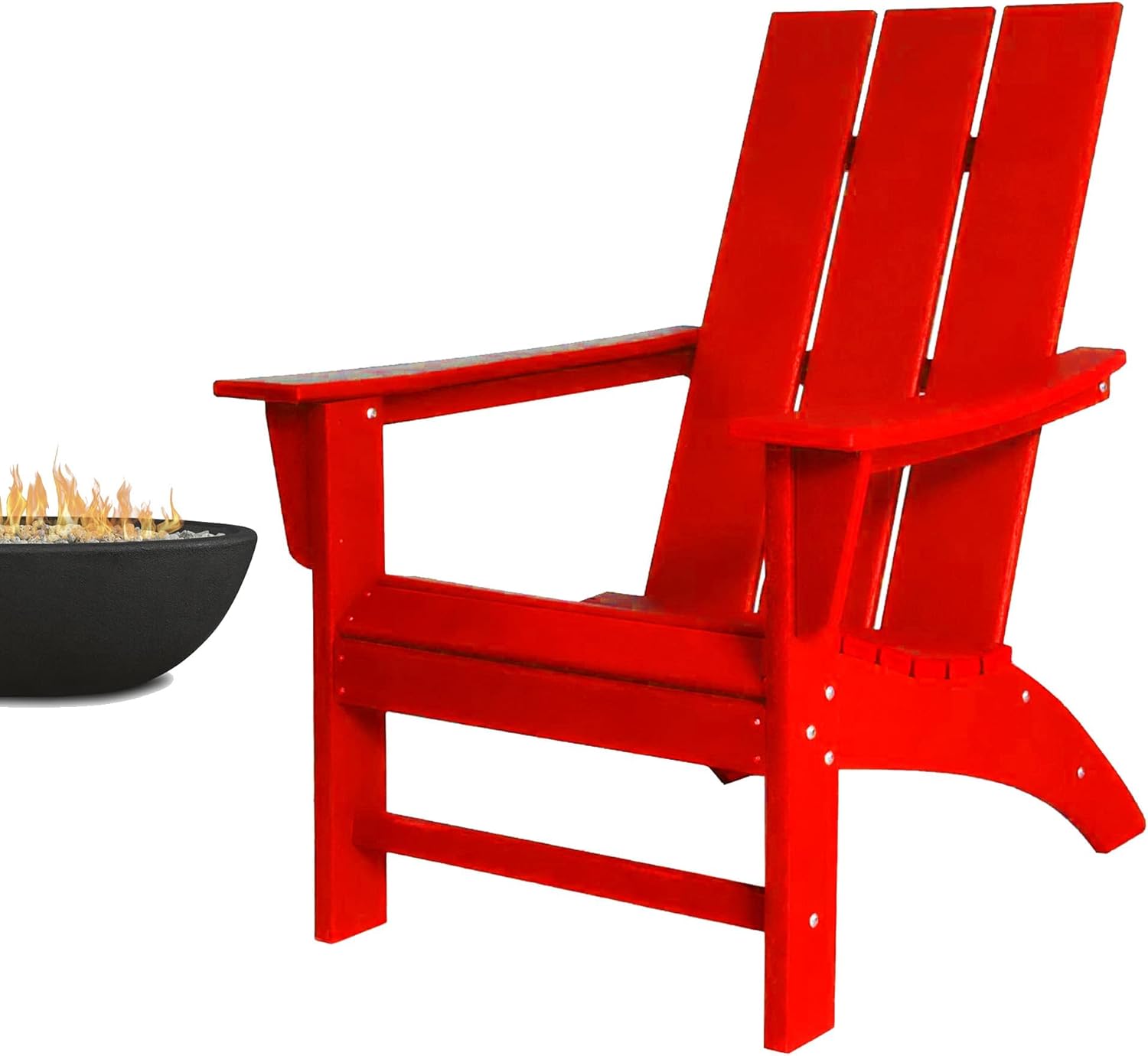 POLYDUN Modern Adirondack Chair, HDPE Outdoor Weather Resistant Plastic Patio Chairs for Pool, Deck, Garden, Backyard, Fire Pit and Lawn Chairs (Aruba Blue)