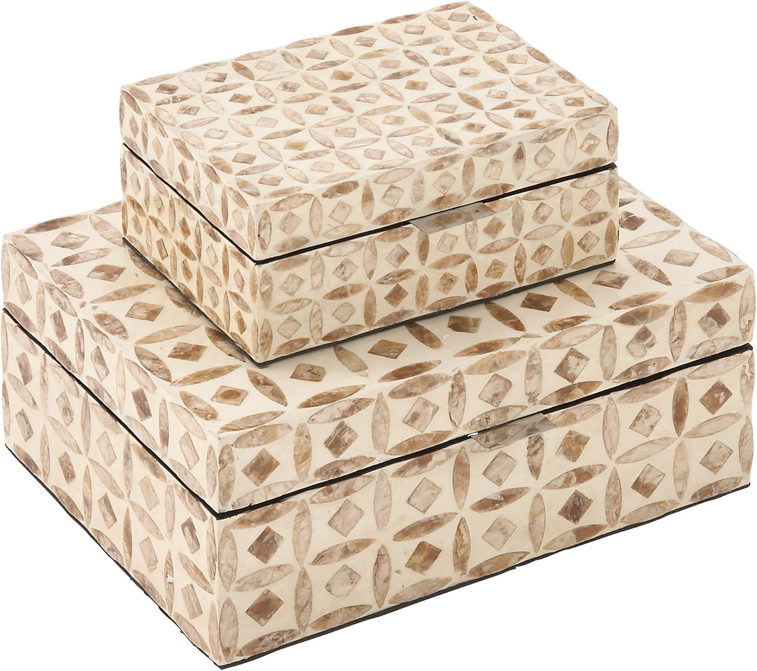 Deco 79 Wood Mop Inlay Box S/2 8