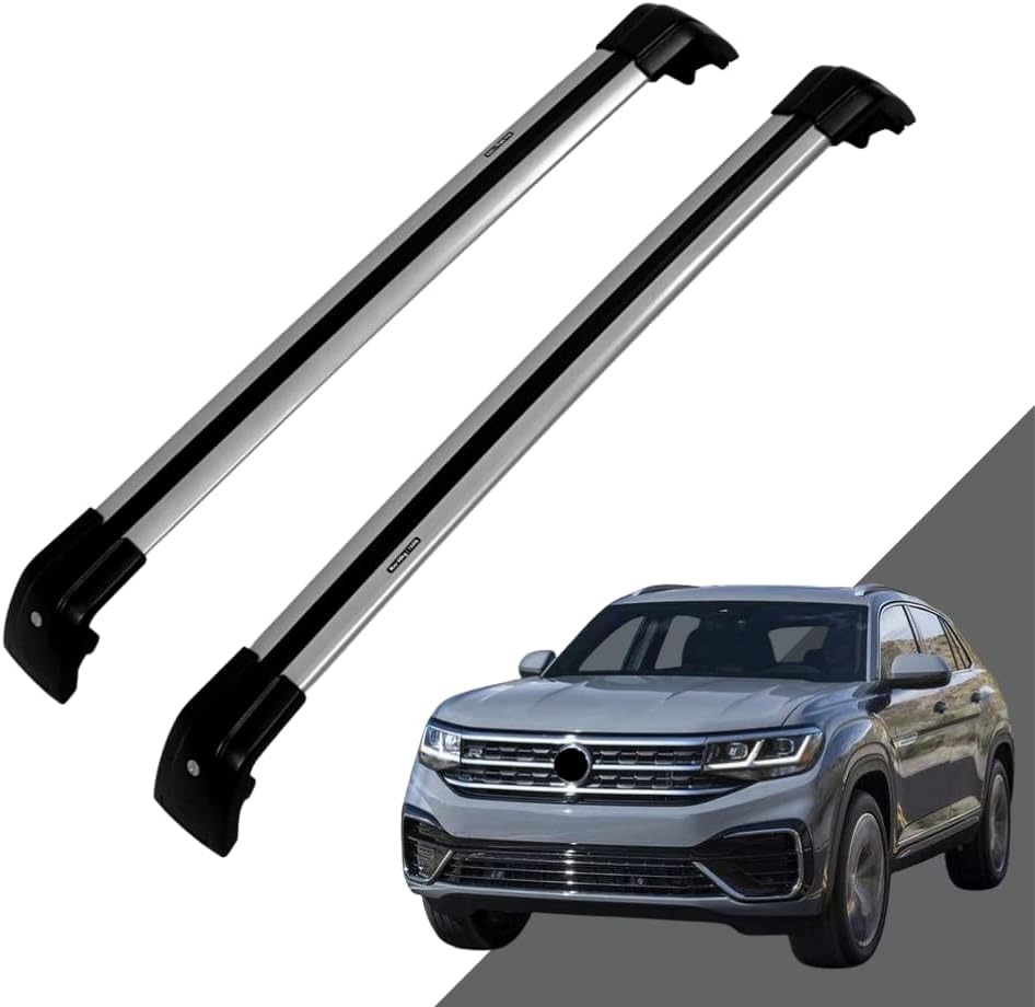 Roof Rack Side Rails Cross Bars Fit for Compatible with 2020-2022 VW Atlas Cross Sport (Silver/Black)