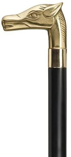 Unisex Horse Head Cane Black Maple, Solid Brass Handle