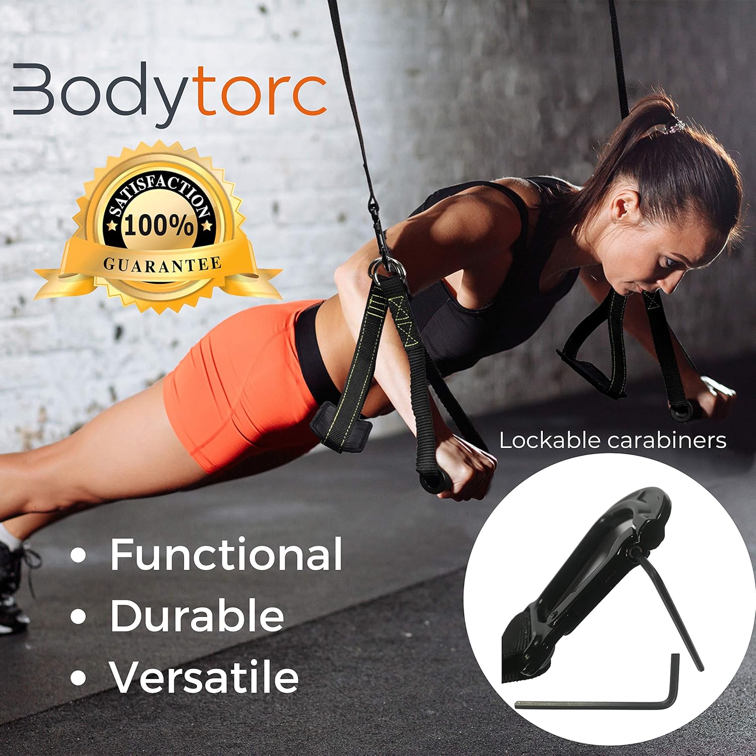 Bodytorc Suspension Trainer, Bodyweight Training Straps for Full Body Workouts at Home, Includes Door Anchor, Extension Arms and Advanced Foot Straps. Pack of 2