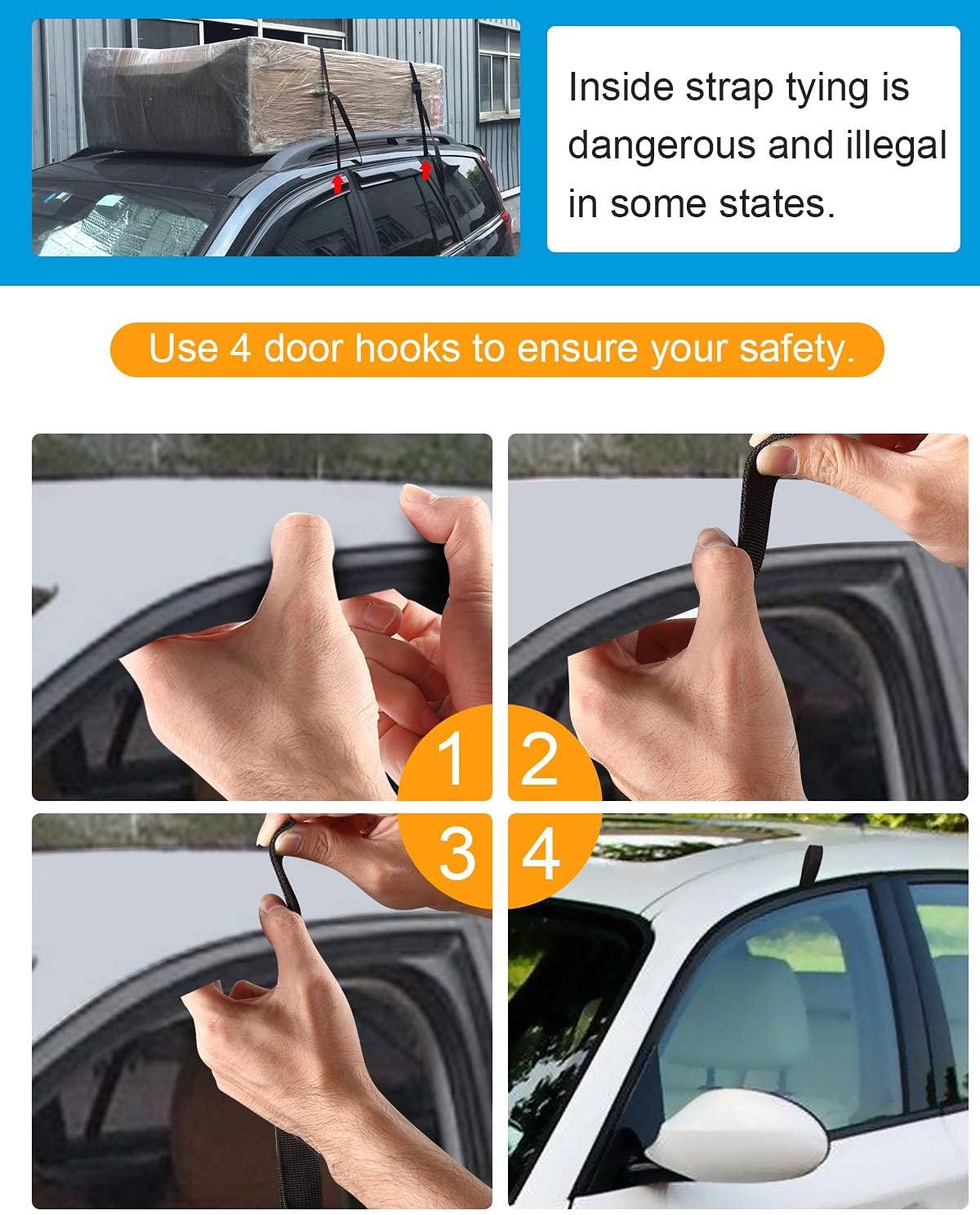 AUTMOR Rooftop Cargo Carrier, Cargo Carrier for Top of Vehicle, 20 Cubic Feet Roof Rack Cargo Carrier with Anti-Slip Mat, 10 Reinforced Straps and 6 Door Hooks Fits All Cars with/Without Rack(Black)