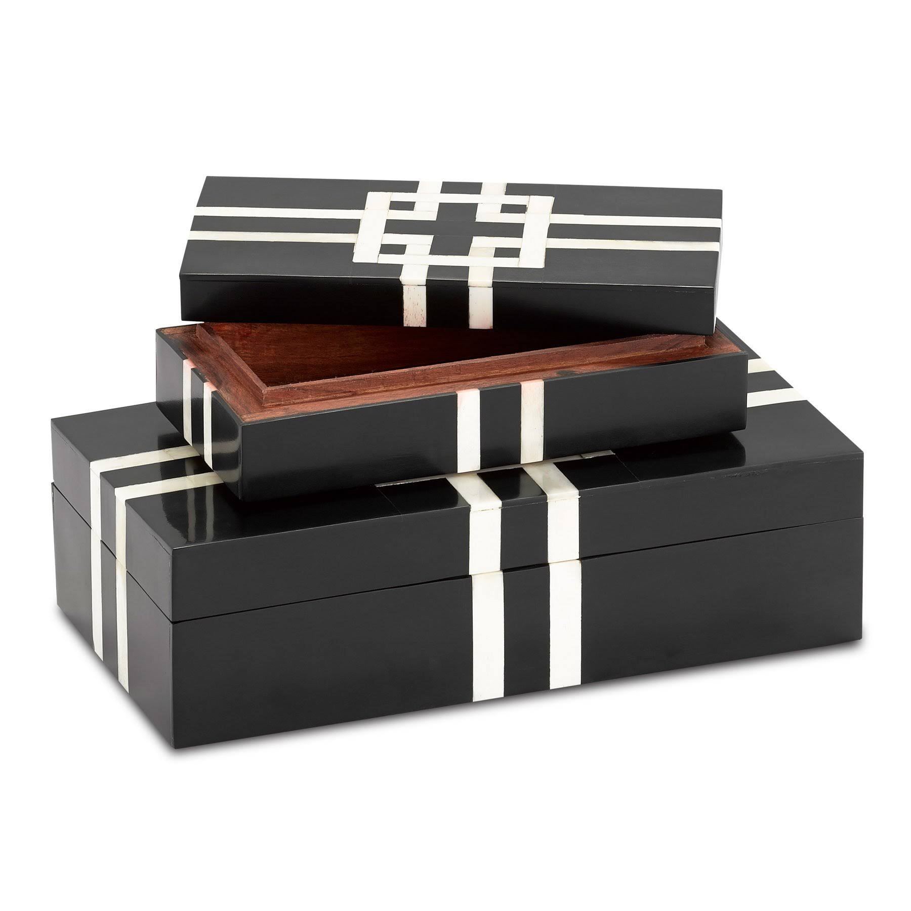Black and White Lines Boxes Set of 2 | Currey u0026 Company