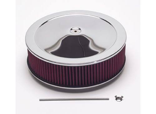 Summit Racing Chrome Air Cleaners with Reusable Filters - Single 4-Barrel Dominator 7 5/16 inch Diameter, Chromed Steel, Round |