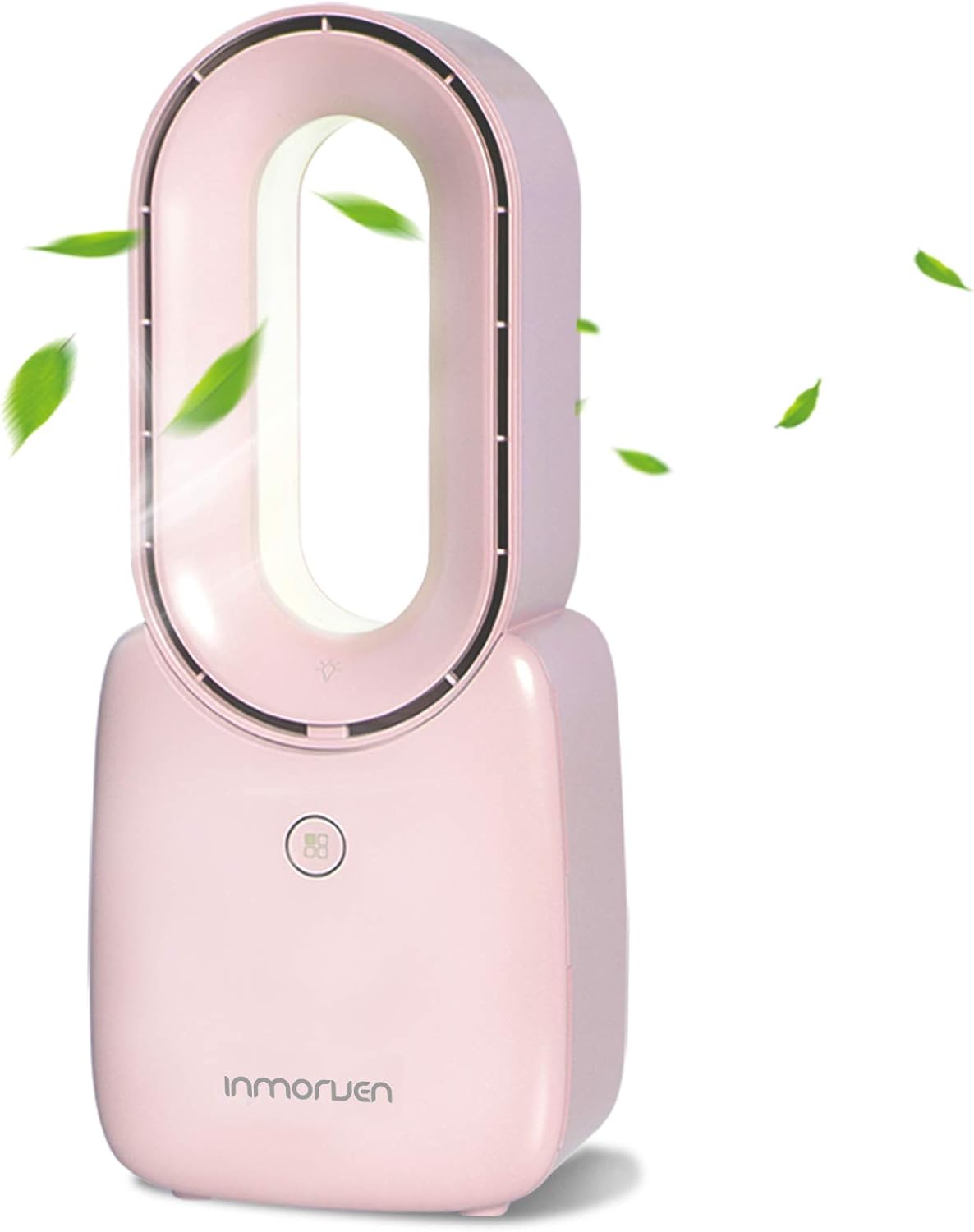 CONBOLA Desk Fan, 11.8 Inch Bladeless Fan Small Table Fan Air Cooler, Portable Rechargeable Breeze Quiet Fan with Touch Control 5-Colors Decorative LED Light for Office Bedroom (Rose pink) Pack of 2