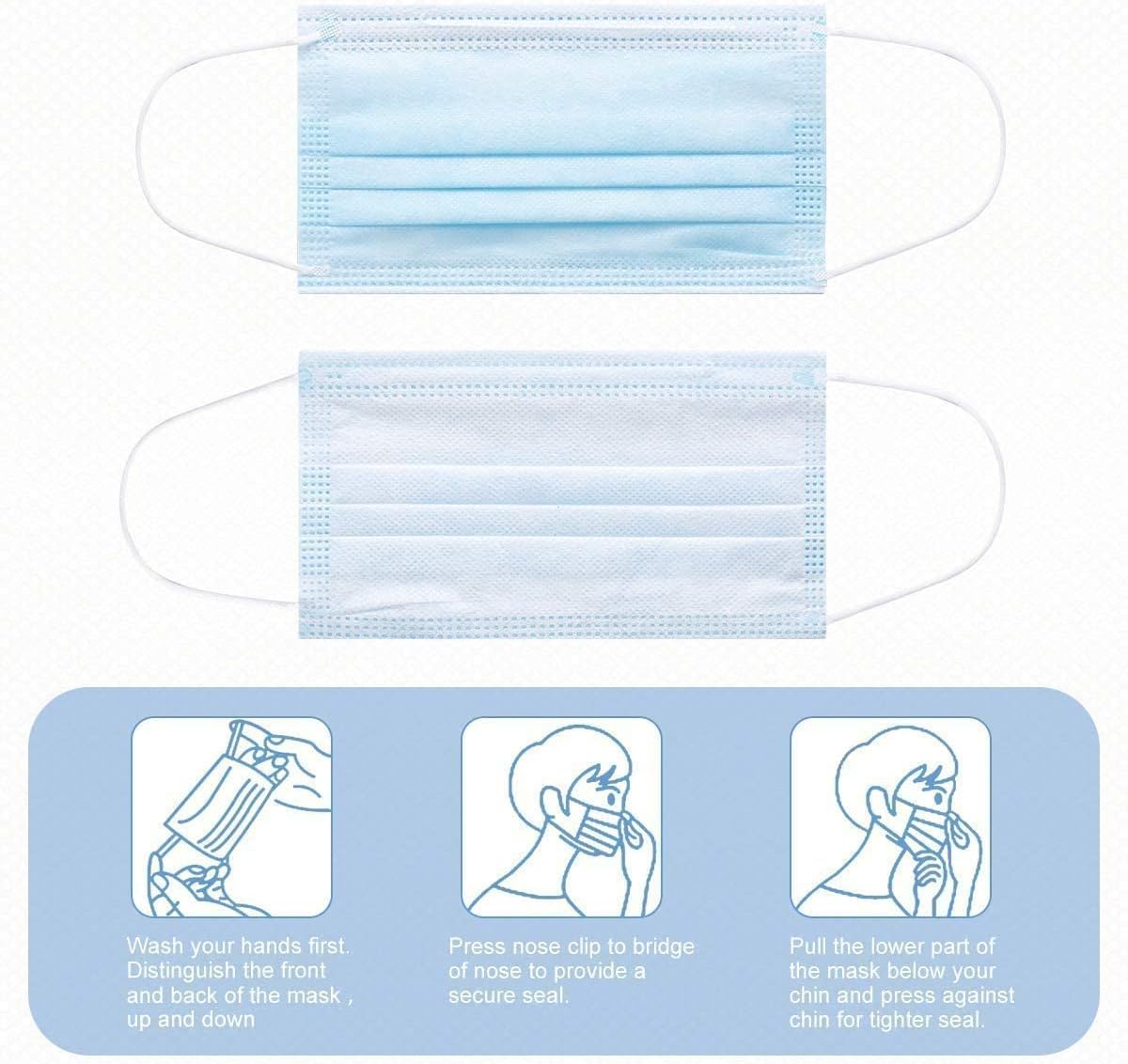 Disposable Face Masks - 1,000 PCS - for Home & Office - Breathable & Comfortable Filter, Blue