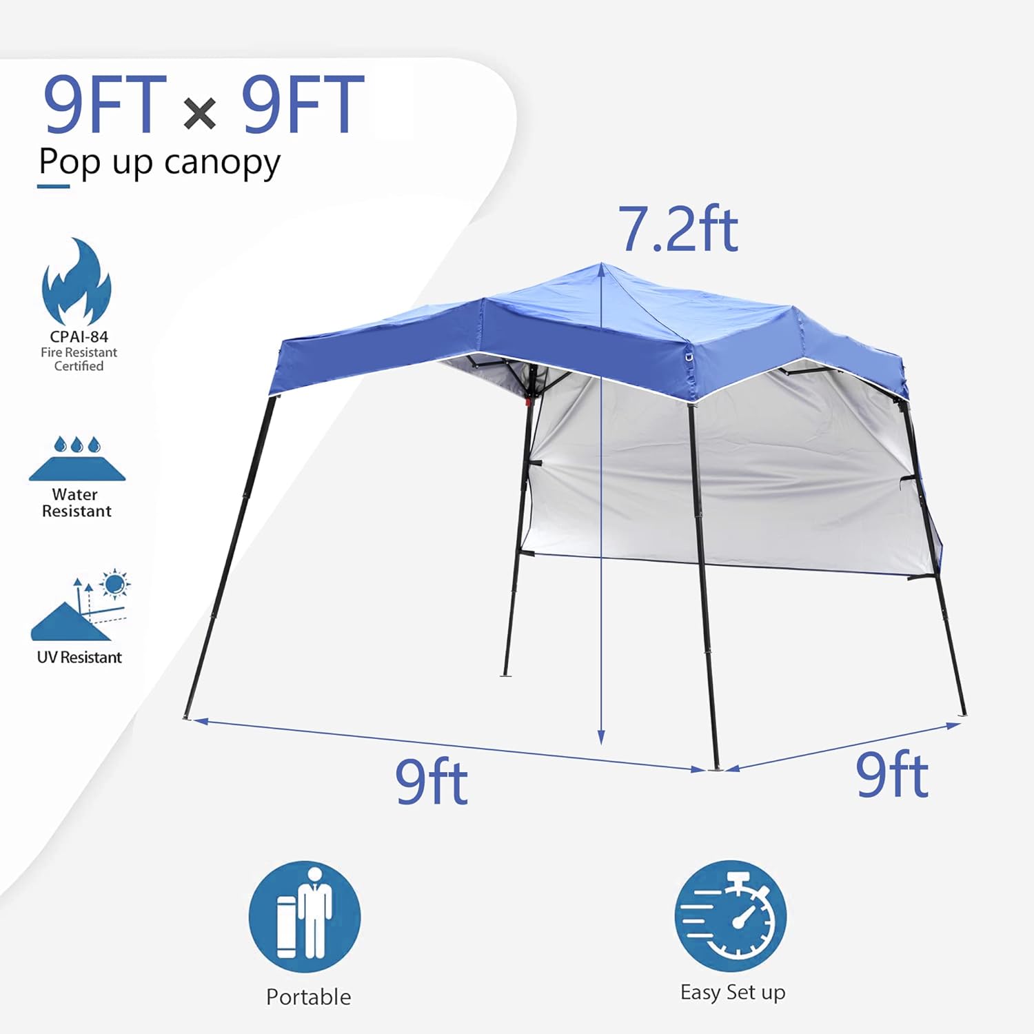 HYD-Parts 9x9ft Canopy Tent Pop-up Canopy Easy Up Beach Shade Canopy