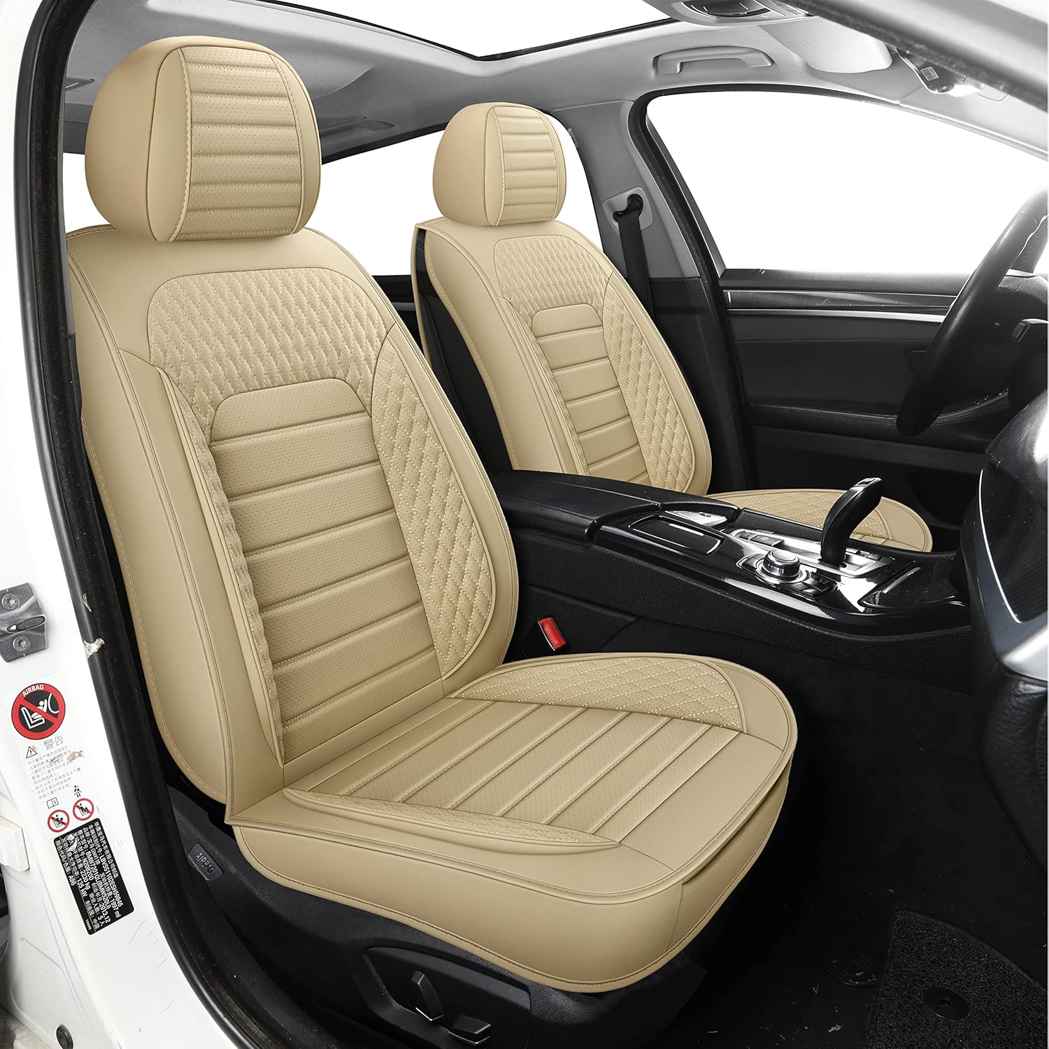 TZAUT-AXLE Car Seat Covers Faux Faux Leather Automotive Vehicle Cushion Cover for Cars & SUV Universal Fit Set for Auto Interior Accessories (Front only, Grey)