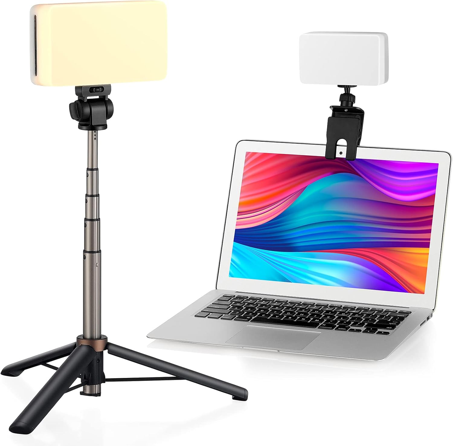 Video Conference Lighting Kit, CRTBETLIF Video Lighting for Computer/Laptop Adjustable Tripod & Clip, Webcam Light for Zoom Meeting, Remote Working, Video Recording, Self Broadcasting Pack of 2