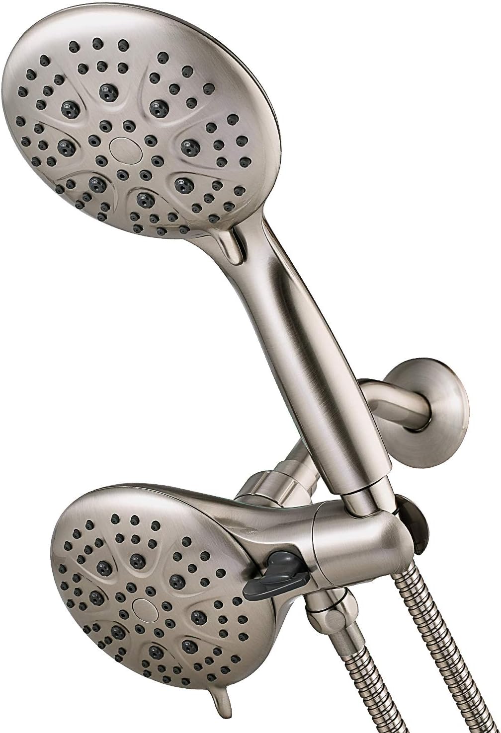 Couradric Handheld Shower Head and Rain Shower Head Combo, High Pressure 2 in 1 Shower Head with 35 Spray Setting and Stainless Steel Hose, 2.5GPM, Brushed Nickel Pack of 2