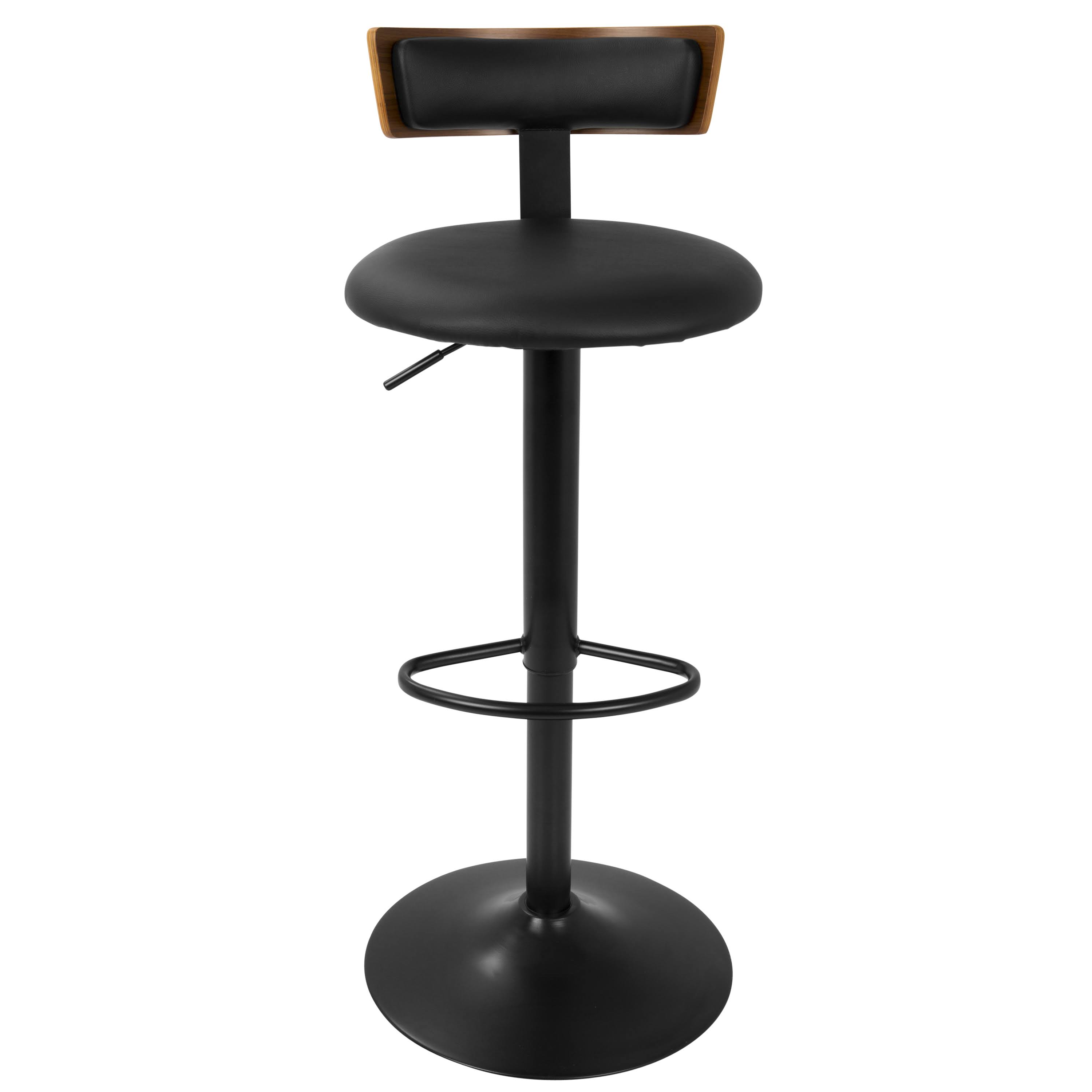 LumiSource Weller Bar Stool in Black Walnut/Black