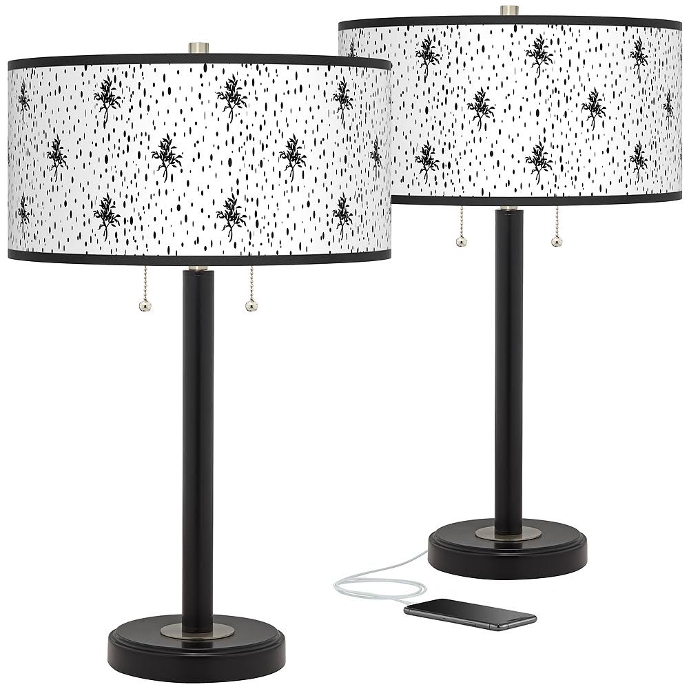 Isabelle Arturo Black Bronze USB Table Lamps Set of 2 - Style #043E0