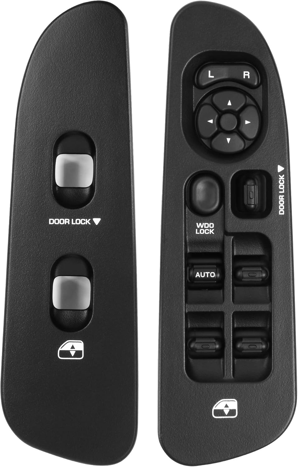 BASIKER Master Power Window Switch and Bezel(Driver Side)& Window Bezel(Passenger Side) Replacements for 2002-2010 Dodge Ram 1500/2500/3500, Grey Pack of 2