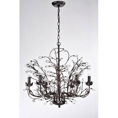 Lakendra 6 - Light Candle Style Classic / Traditional Chandelier with Crystal Accents House of Hampton