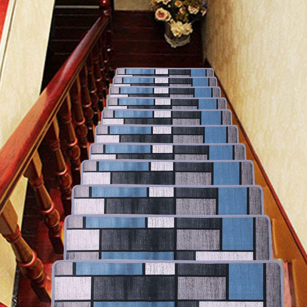 HQCHOOSE Stair Treads Carpet 13 PCS Non Slip Staircase Runner Mat 8