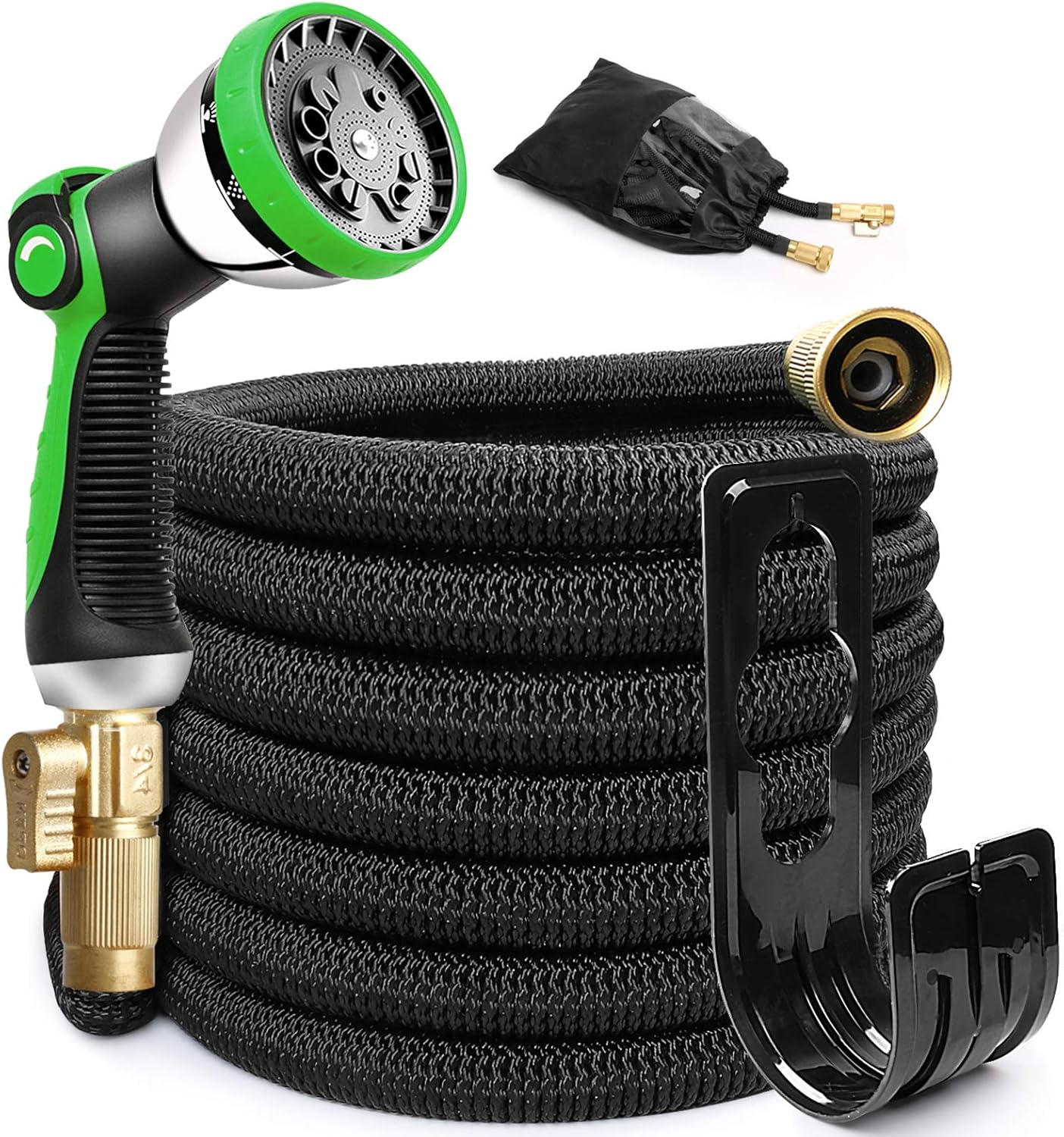 EOOIO 25FT Expandable Garden Hose - Flexible Water Hose with 3/4 Solid Brass Valve, Durable 3-Layers Latex, 10 Function Spray Nozzle, Yard Hoses Pack of 2