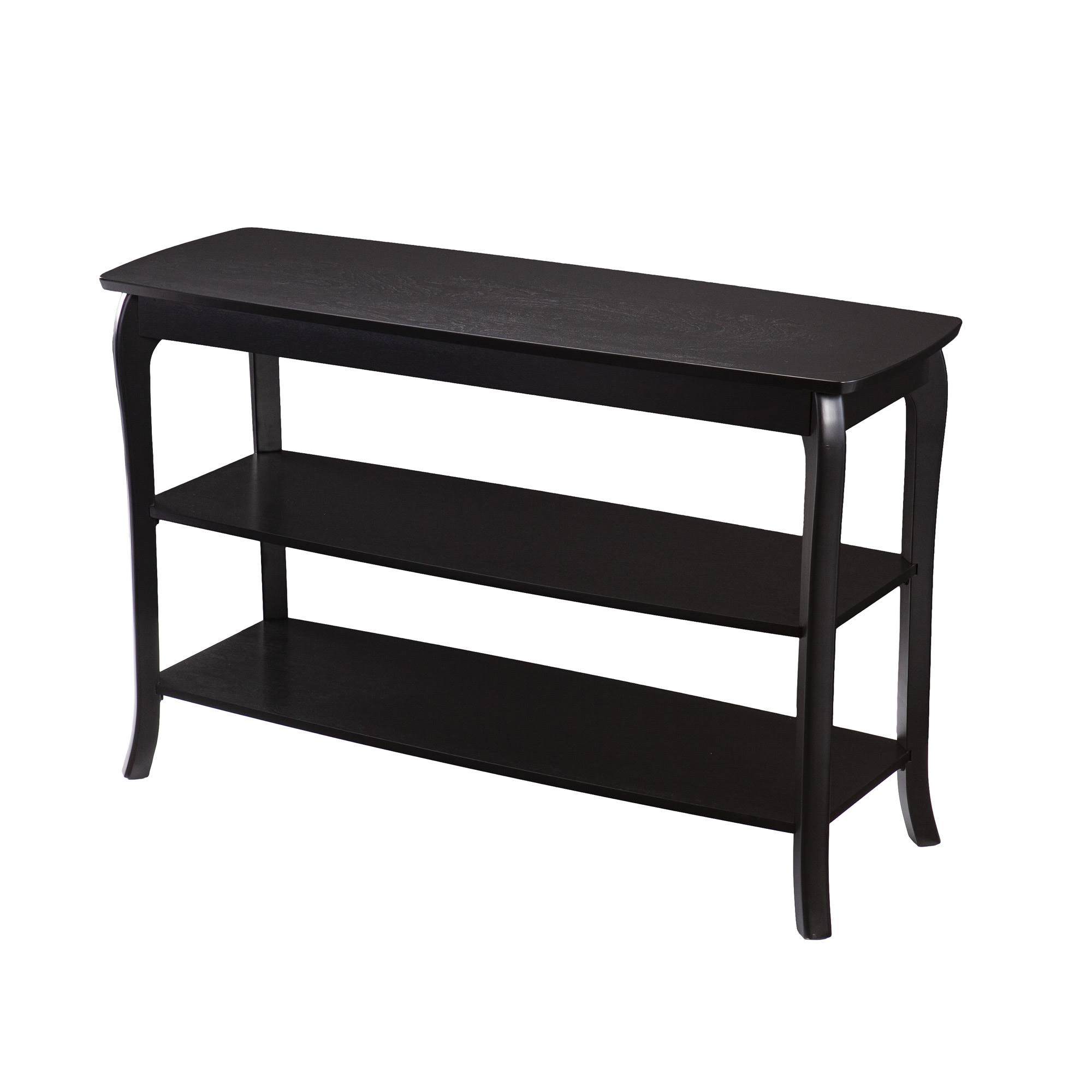 Ava Console Table w/Shelves in Black - Southern Enterprises CK6723