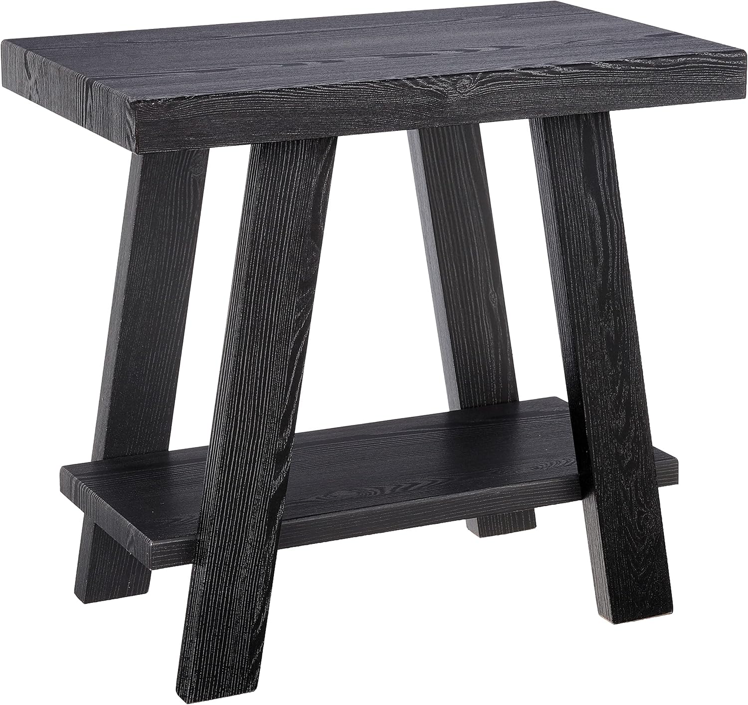 Roundhill Furniture Athens Contemporary Wood Shelf Side Table, Black Pack of 2