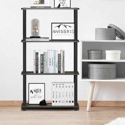 Johnston 43.7x22 H x 23.6x22 W Plastic Etagere Bookcase Rebrilliant Color (Shelves/Tube): French Oak Gray/Black