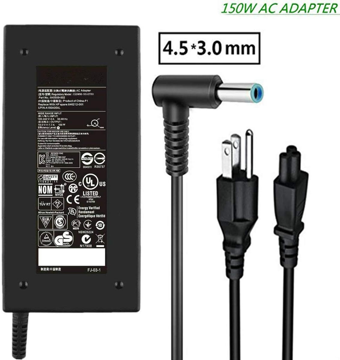 150W Power Supply Charger for HP ZBook Studio15 G3 G4 G5 HP ZBook G3 G4 OMEN x by 15 17 ADP-150XB B 776620-001 917677-003 75626-003 917677-001 PC Laptop Adapter Cord New 19.5V 7.7A 150 Watt Connector Pack of 2