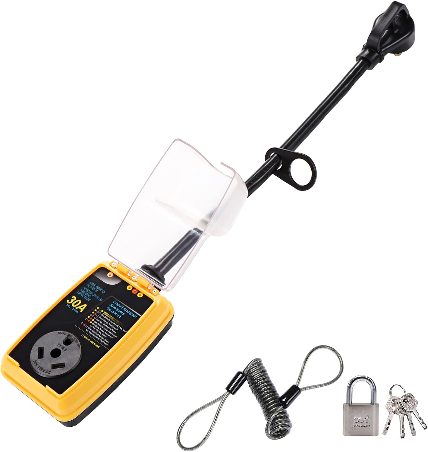 M1A2 New Generation RV Surge Protector 30 Amp with Waterproof Cover Camper Anti-Theft Circuit Analyzer Tester Plug with UL Tested Pack of 2