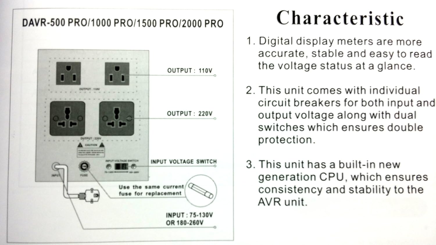 Norstar DAVR-1000 110/120 to 220/240 or 220/240 to 110/120 Step UP and Down Voltage transformer and Automatic Voltage Regulator . Pack of 2