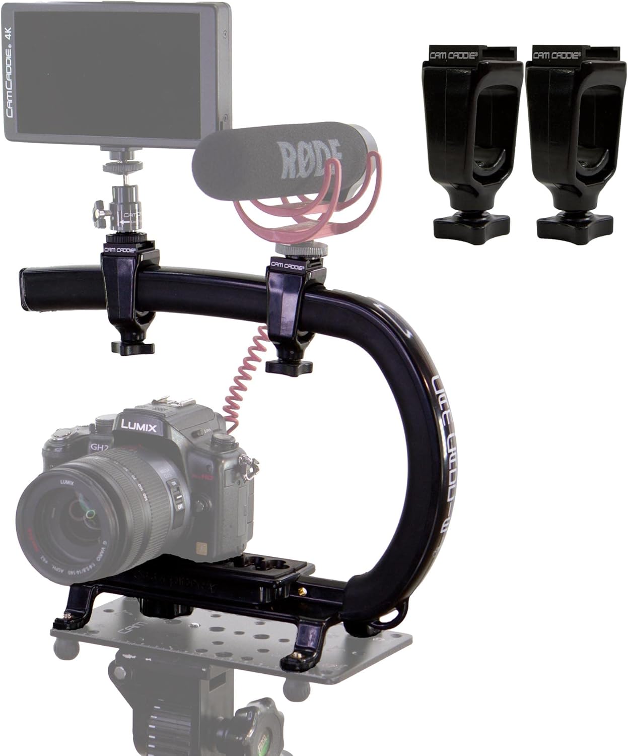 Cam Caddie Scorpion EX MAX Handheld Camera Stabilizer - Pro Steadycam for Most Cameras, Camcorders, Smart Phones and Action Cams - Includes (2) Accessory Shoes + Smartphone/GoPro Adapters - Black