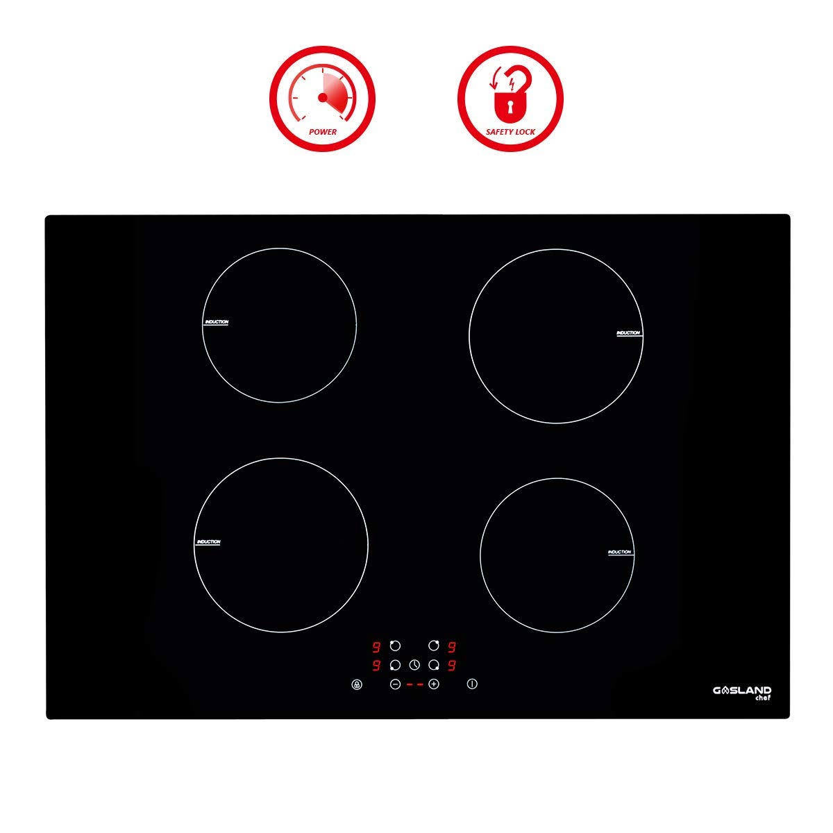 GASLAND Chef Ih77bf 30 inch 4 Burners Built-In Induction Cooker, Vitro Ceramic Surface, Black