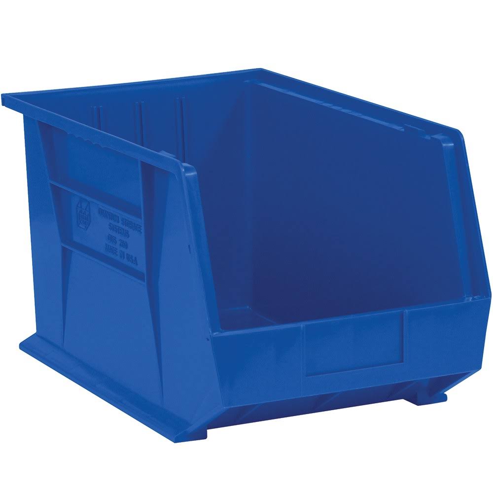 16x22 x 11x22 x 8x22 Blue Plastic Stack u0026 Hang Bin Boxes, 4/Case