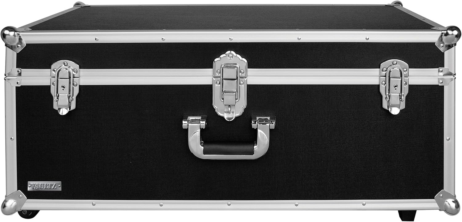 Vaultz 14 x 30 x 16 Inches Locking Extra-Large Storage Chest with Wheels, Black (VZ00355)