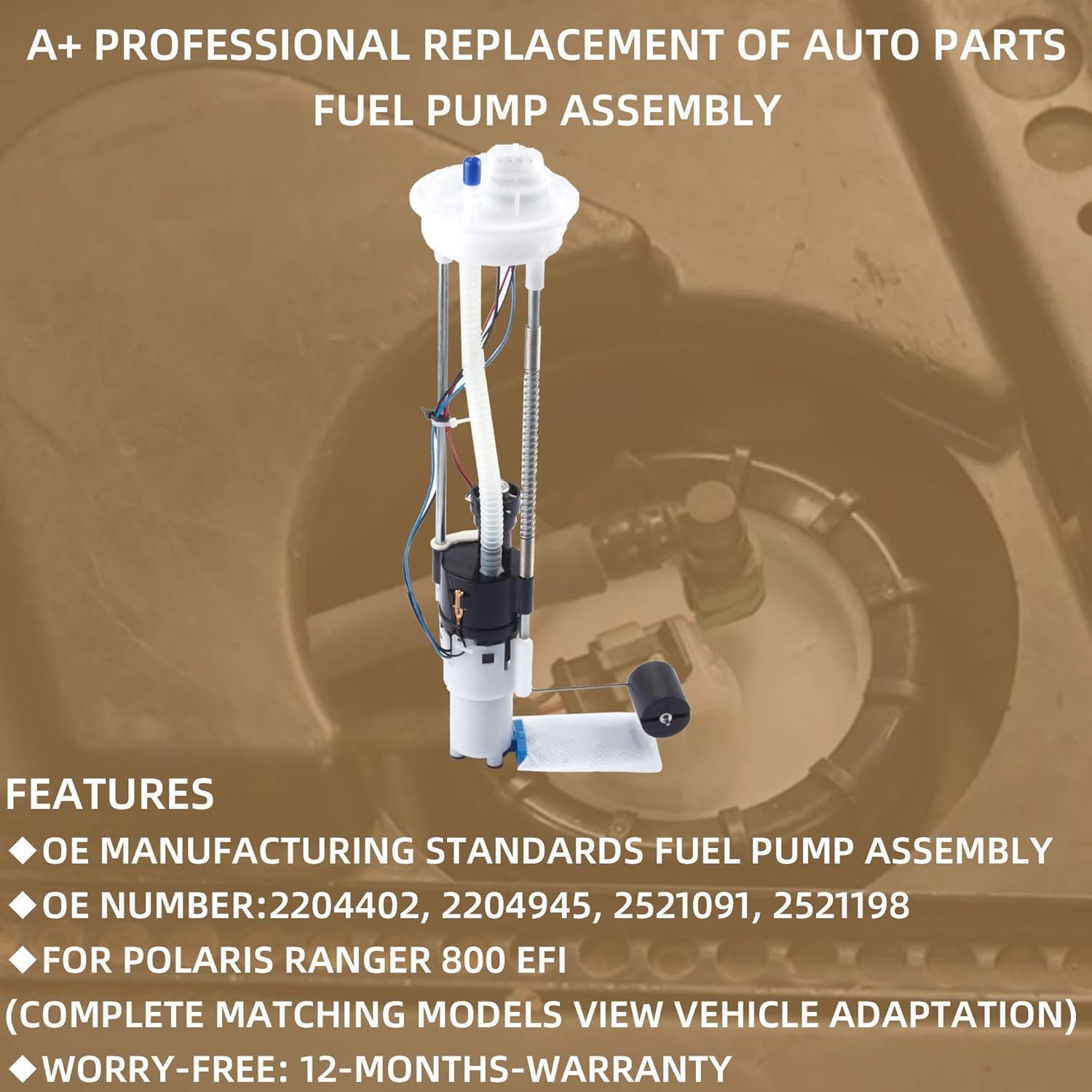 Dasbecan Gas Fuel Tank Pump Assembly Compatible With Polaris Ranger 800 2013-2017 570 EFI 2014-2020 500 2017-2020 ETX 2015-2017 Replaces# 2204945 2521091 2521198 (14.5&rsquo;)